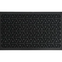 TAPIS GEO 45X75CM POLYESTER CAOUTCHOUC NOIR