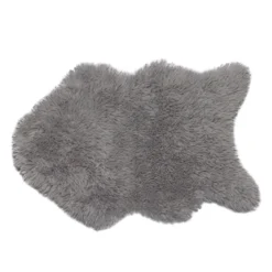 TAPIS IMITATION PEAU MOUTON GRIS CLAIR 60X90CM