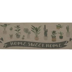TAPIS IMPRIME 50X140CM POLYESTER HOME SWEET HOME BEIGE