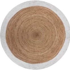 TAPIS JUTE BORD BLANC D.120CM