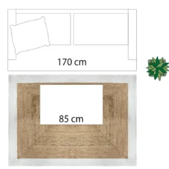 TAPIS JUTE BORD BLANC D.120X170CM