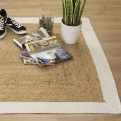 TAPIS JUTE BORD BLANC D.120X170CM