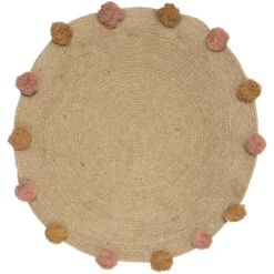 TAPIS JUTE LUREX ET POMPONS