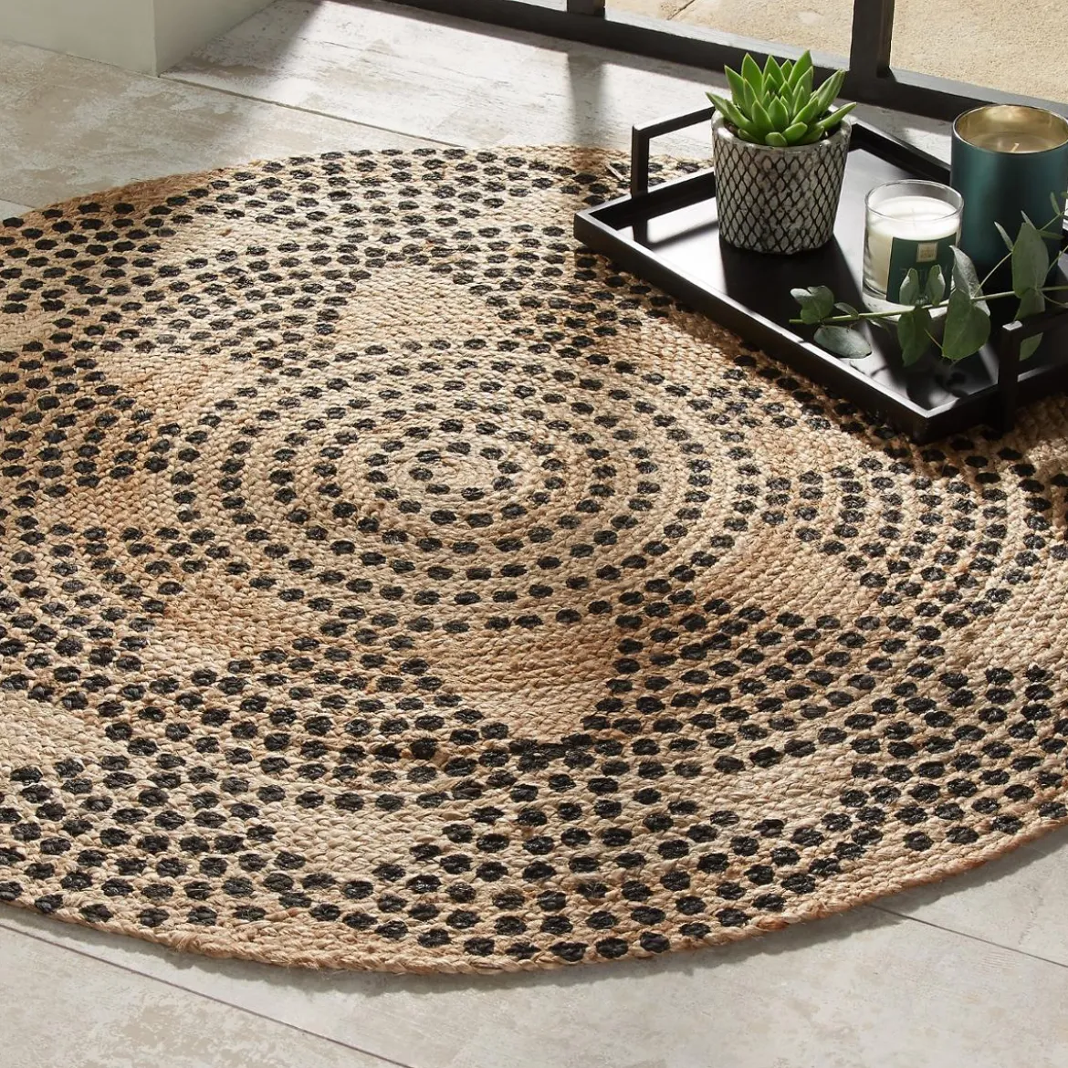 TAPIS JUTE ROND IMPRIME LIVIN D.120CM