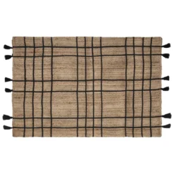 TAPIS JUTE TRESSE POMPON 118X170CM