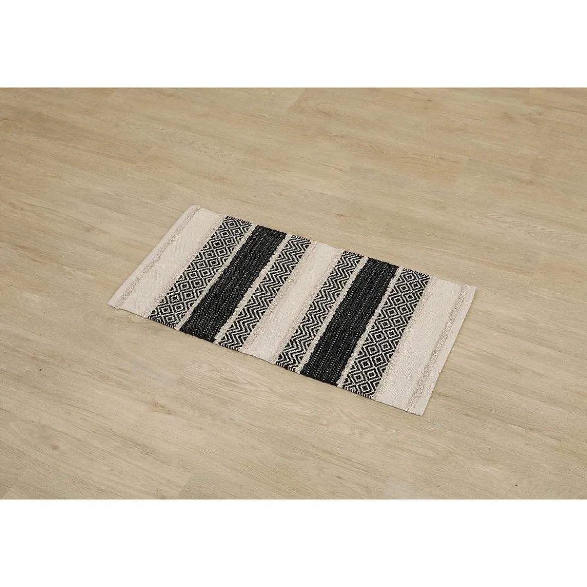 TAPIS LOUXOR COTON 45X90CM NOIR NATUREL