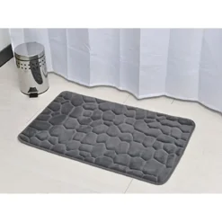 TAPIS MEMOIRE DE FORME MICROFIBRE GALET 50X80 CM GRIS FONCE