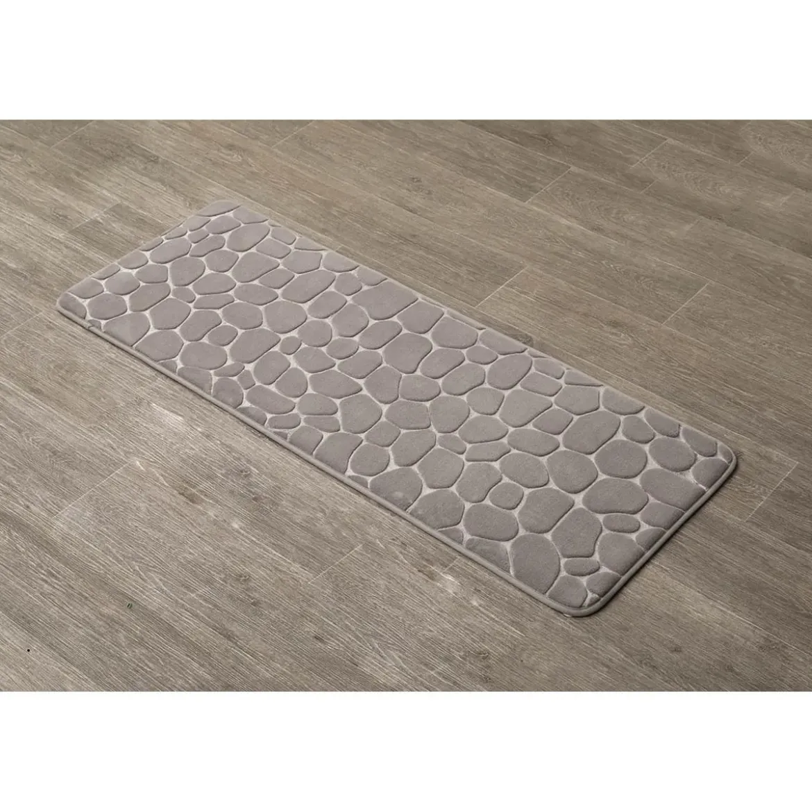 TAPIS MEMOIRE DE FORME MICROFIBRE GALET 45X120CM TAUPE