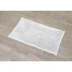 TAPIS MICROFIBRE BOULES UNI 45X75CM BLANC