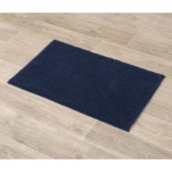 TAPIS MICROFIBRE BOULES 50X80CM BLEU MARINE