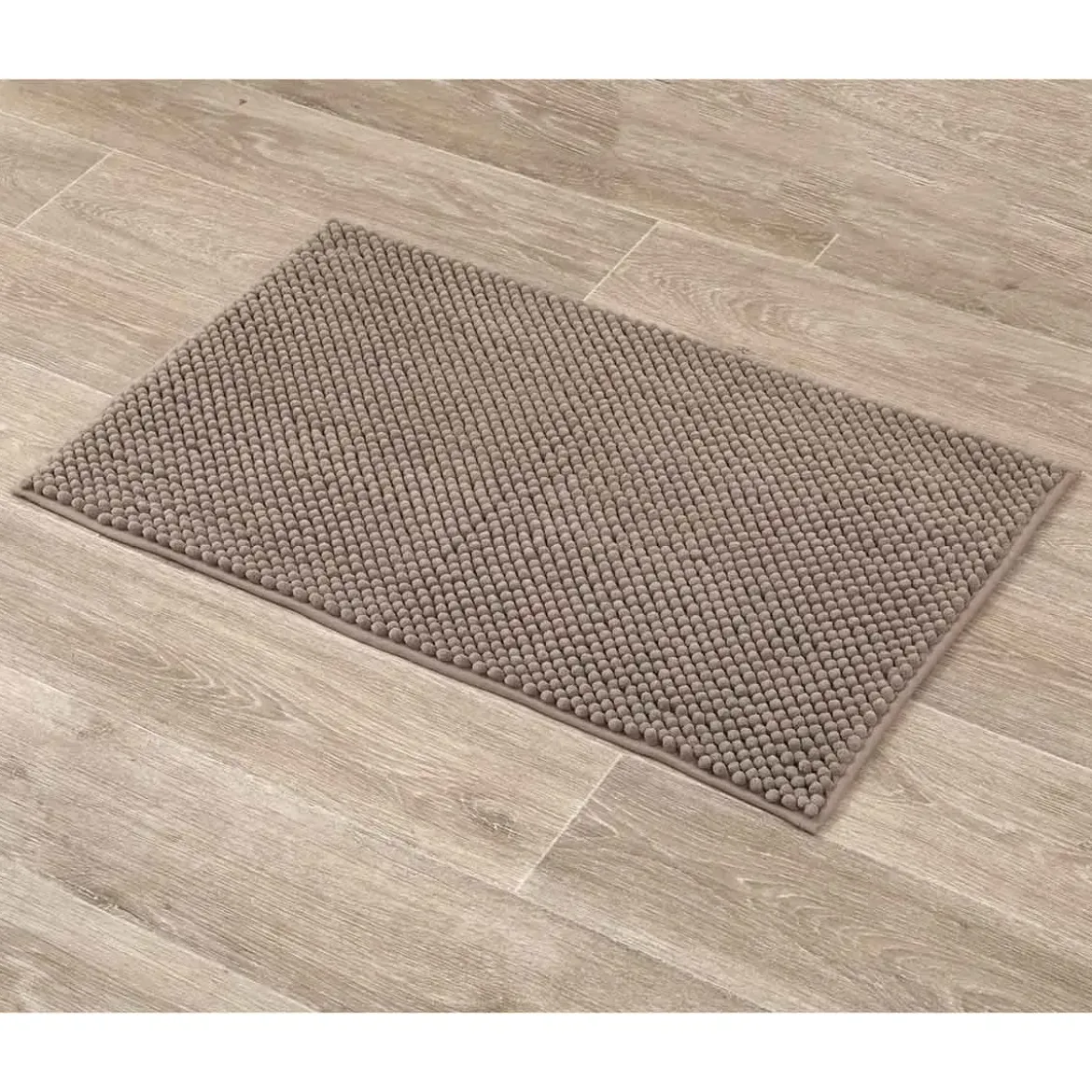 TAPIS MICROFIBRE BOULES 50X80CM TAUPE
