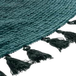 TAPIS POP BLEU CANARD EN COTON D.120CM