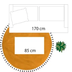 TAPIS POP OCRE EN COTON D.120CM