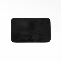 TAPIS RECTANGLE 50X80CM FLANELLE UNIE FLANOU NOIR