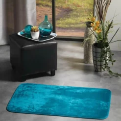 TAPIS RECTANGLE 50X80CM FLANELLE UNIE FLANOU BLEU