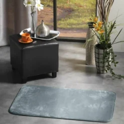 TAPIS RECTANGLE 50X80CM FLANELLE UNIE FLANOU GRIS