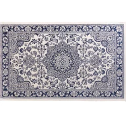 TAPIS RECTANGLE 68X110CM VISCOSE TISSEE CHERINE BLEU