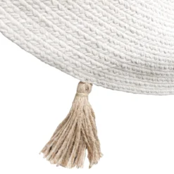 TAPIS ROND COTON POMPON BEIGE 90CM