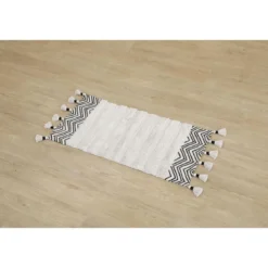 TAPIS TUNIS COTON 45X90CM NOIR BLANC