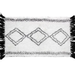 TAPIS 50X80CM COTON IMPRIME FREYA BLANC