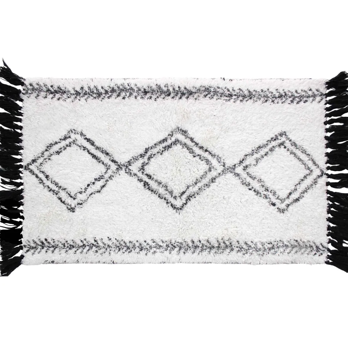 TAPIS 50X80CM COTON IMPRIME FREYA BLANC