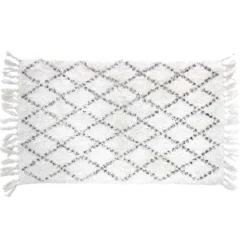 TAPIS 50X80CM COTON IMPRIME LATIKA BLANC