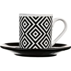 TASSE A CAFE AVEC SOUCOUPE GEOMETRIQUE