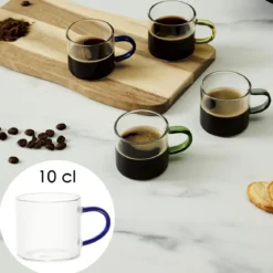 TASSE EXPRESSO VERRE ANSE COLOREE 10CL