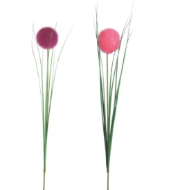TIGE BOULE ET HERBE H.64CM ROSE
