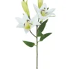 TIGE DE LYS 2 FLEURS 2 BOURGEONS H78CM CREME