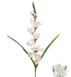 TIGE GLAIEUL 7 FLEURS ET 3 BOUTONS H.80CM BLANC