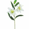 TIGE LYS 2 FLEURS ET UN BOURGEON H.77CM BLANC