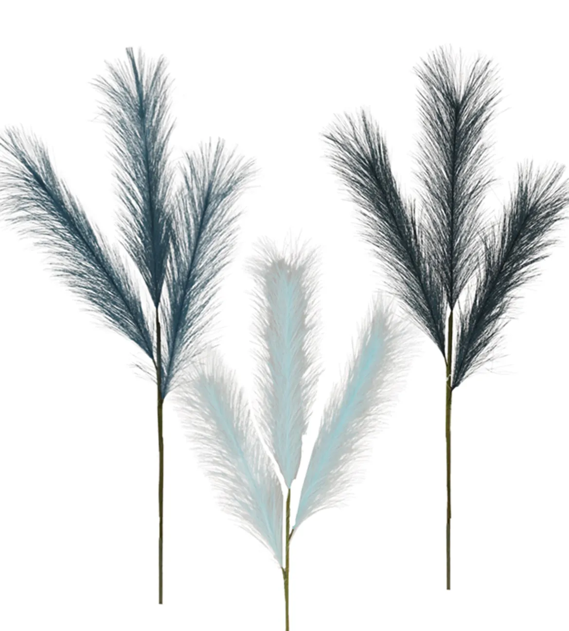 TIGE PLUMEAU 3 BRANCHES H.90CM BLEU