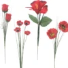 TIGES ROUGES BOUTON ROSE GYPSO COQUELICOT ET HIBISCUS H.70CM