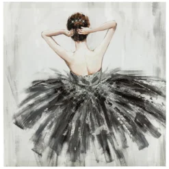 TOILE IMPRIMEE ET STRASS DANSEUSE D.48X48CM