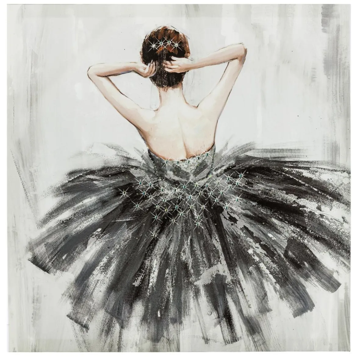 TOILE IMPRIMEE ET STRASS DANSEUSE D.48X48CM