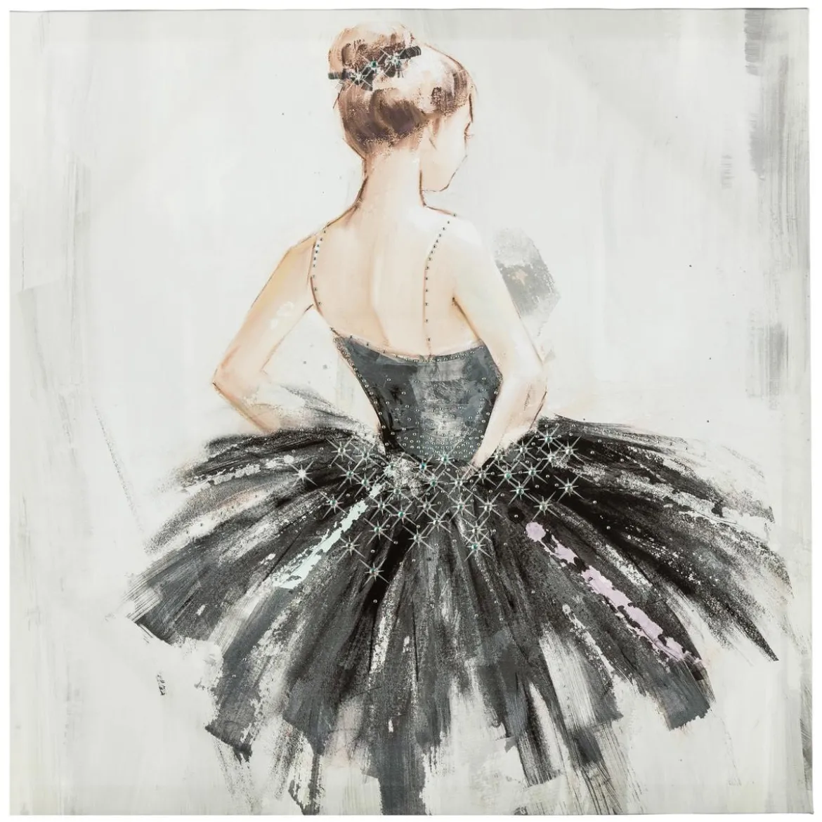 TOILE IMPRIMEE ET STRASS DANSEUSE D.48X48CM