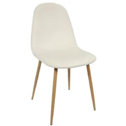 TONIA CHAISE VELOURS BLANC PIEDS BOIS