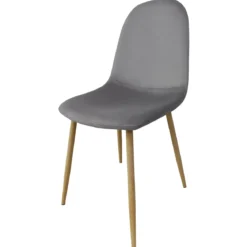 TONIA CHAISE VELOURS TAUPE PIEDS BOIS