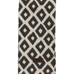 TORCHON CHEF LOSANGE 50X70CM COTON NOIR