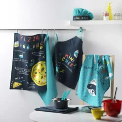 2 TORCHONS 50X70 CM COTON IMP NID ABEILLE UNI MINI CHEF