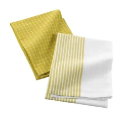2 TORCHONS 50X70CM COTON TISSE CHEF EN CUISINE JAUNE