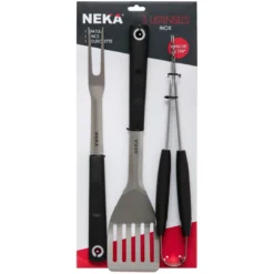 USTENSILES BARBECUE X3 PIECES MANCHE PLASTIQUE