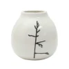 VASE CERAMIQUE BEIGE ORNEMENT BRANCHE H9.5CM
