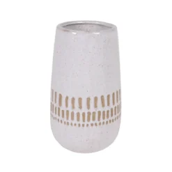 VASE CERAMIQUE BLANC ET BEIGE H.19CM