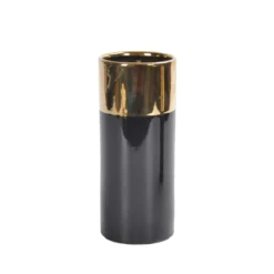 VASE CERAMIQUE NOIR DORE H.24CM