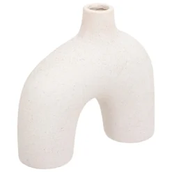 VASE CERAMIQUE SABLEE BLANC ASY H.18CM
