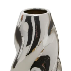 VASE CERAMIQUE TORS SKY ARGENT H.21CM