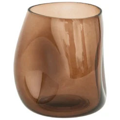 VASE DESTRUCTURE BRAVI VERRE MARRON H.16CM