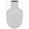 VASE METAL EMAILLE COLLECTIONNEUR BLANC H.30.5CM